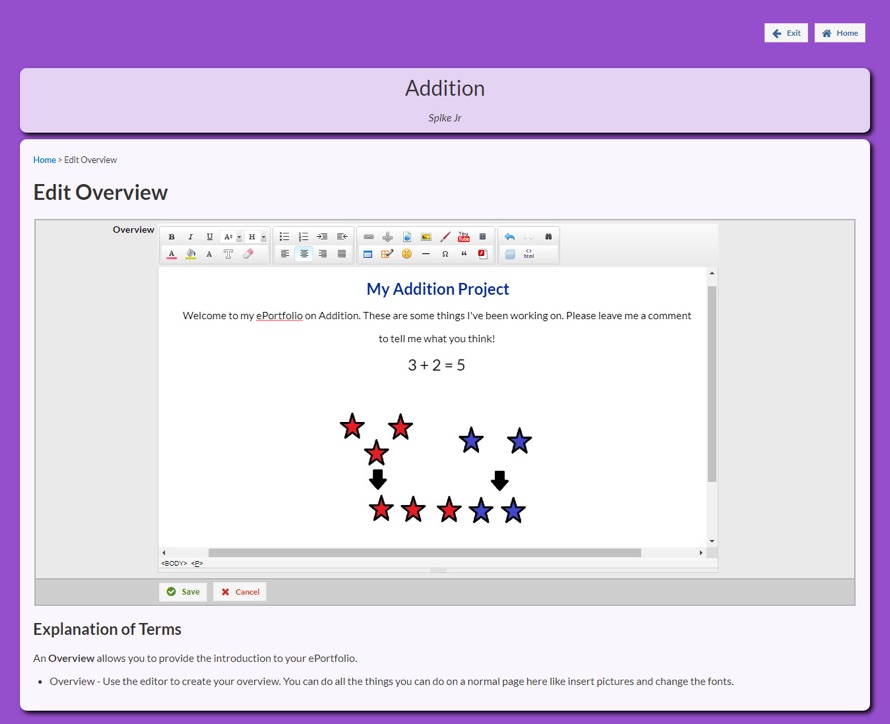 Editing your ePortfolio Overview