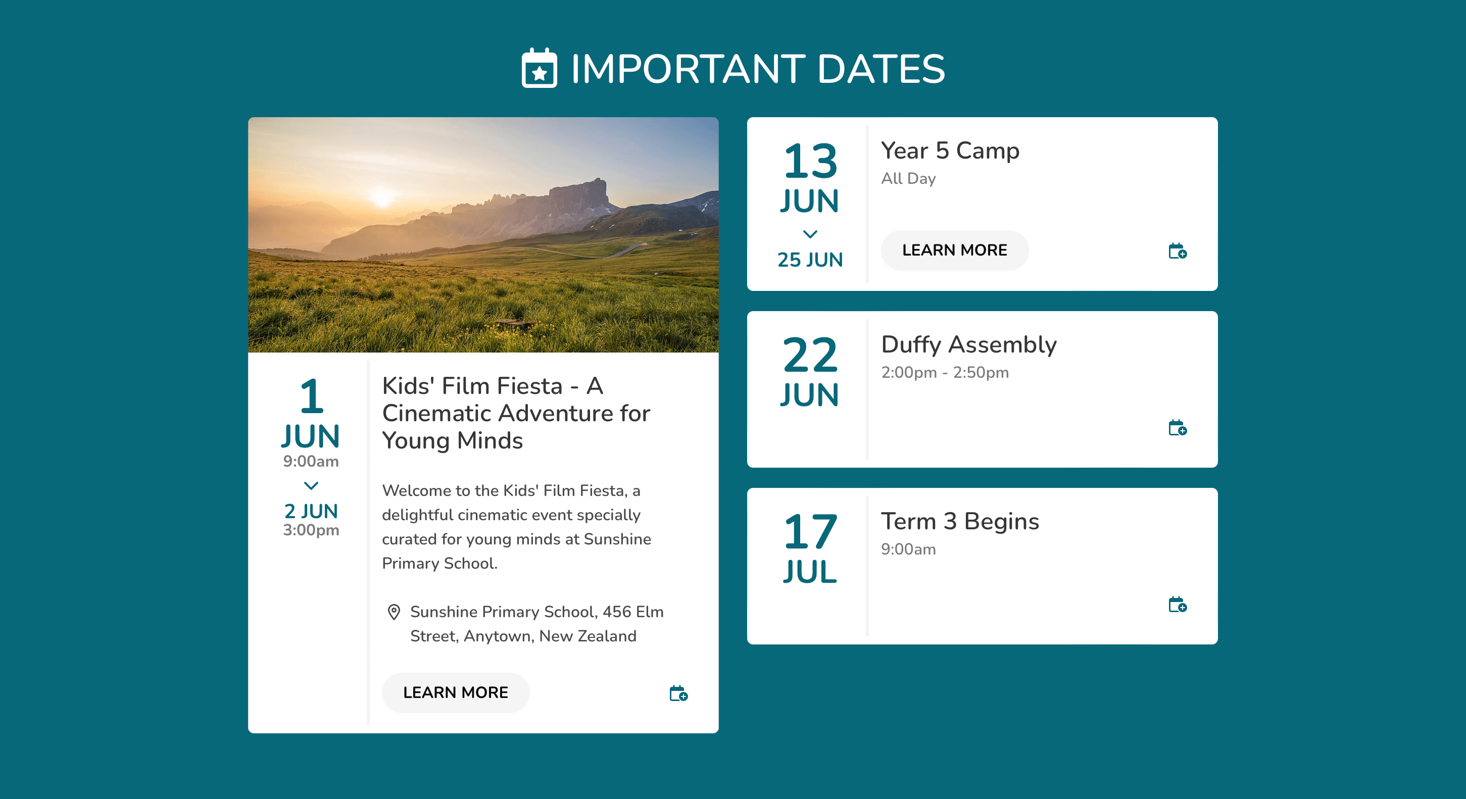 Important Dates Layout